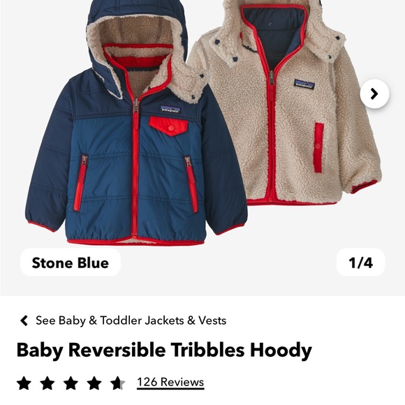 Patagonia Baby Reversible Tribbles Hoody - Stone Blue - Picture 1 of 6